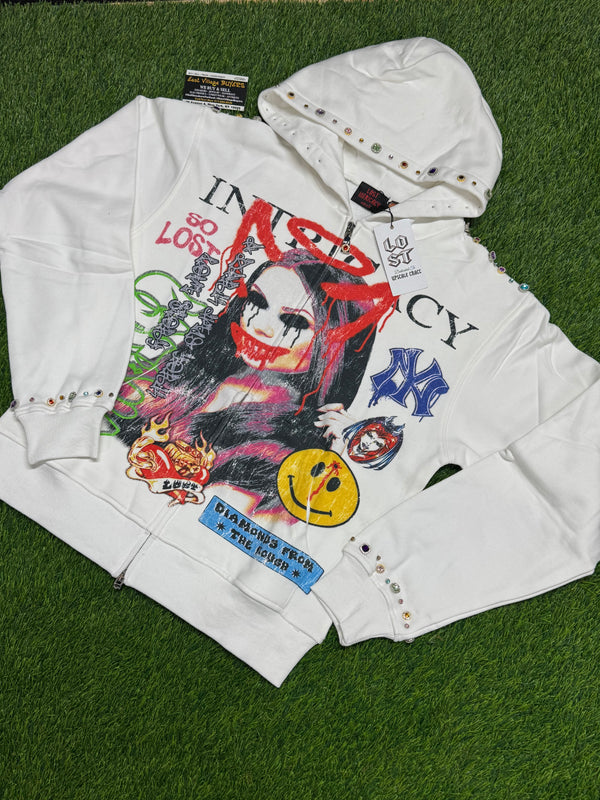 "Lost Intricacy" Front Page Zip-Up Hoodie